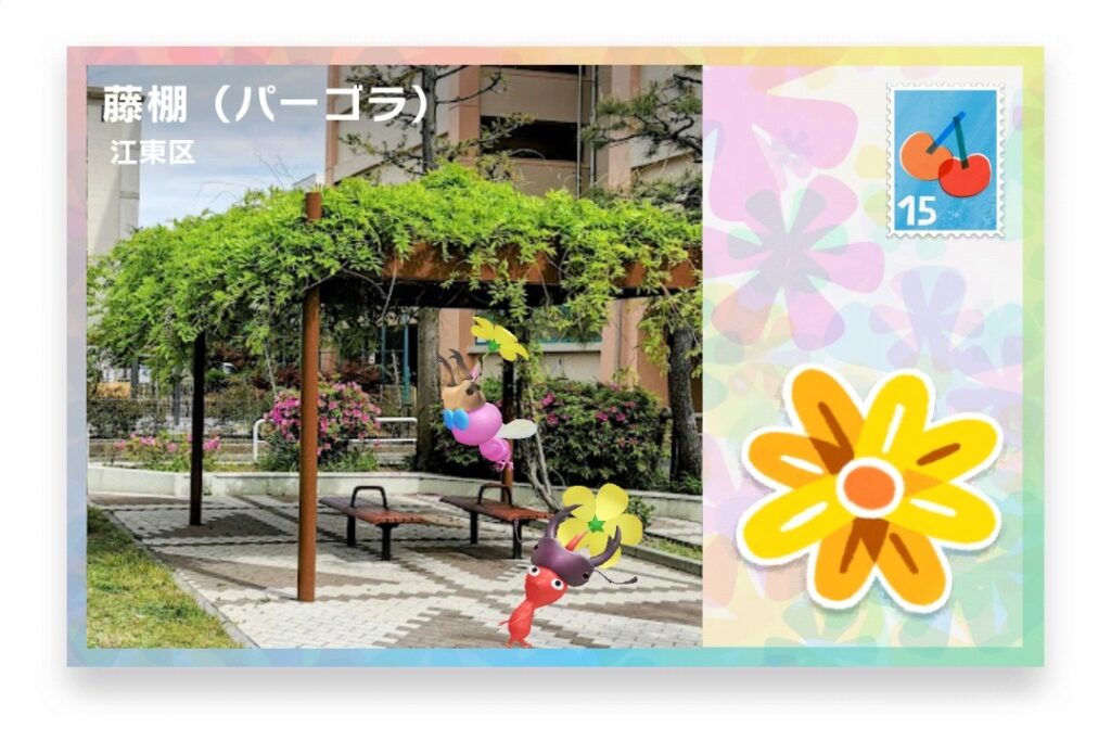 ピクミンブルーム　東京都江東区　ポストカード　藤棚（パーゴラ）