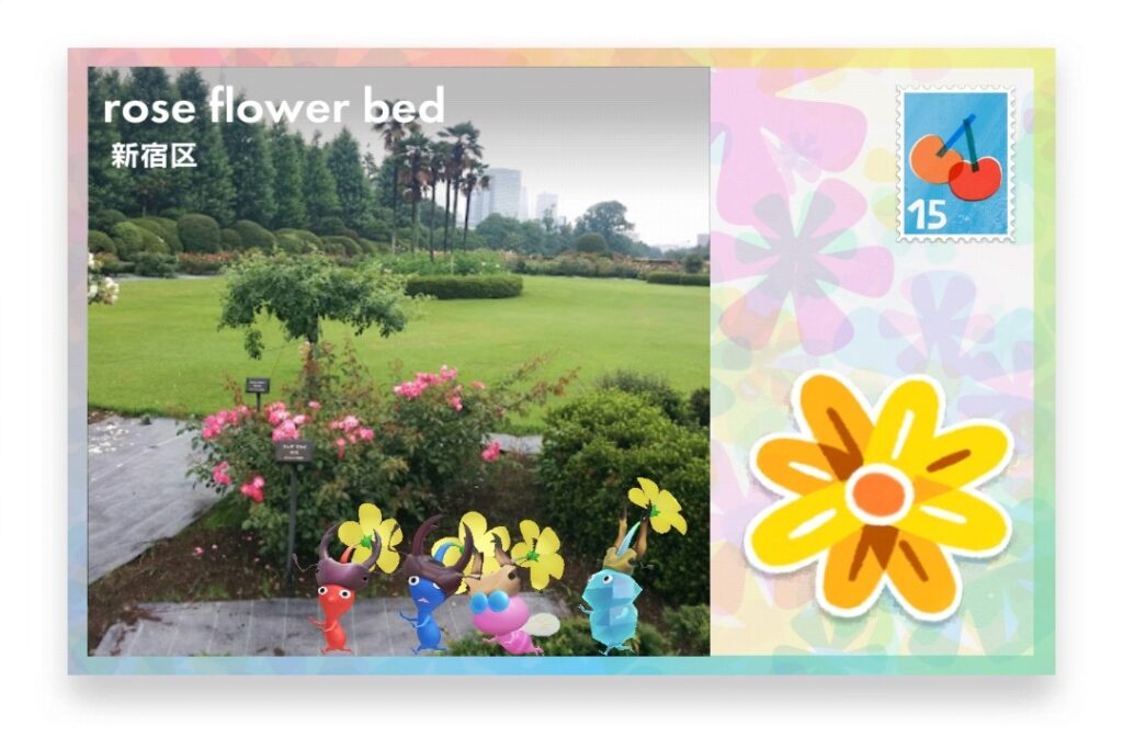 ピクミンブルーム 東京都新宿区 ポストカード rose flower bed