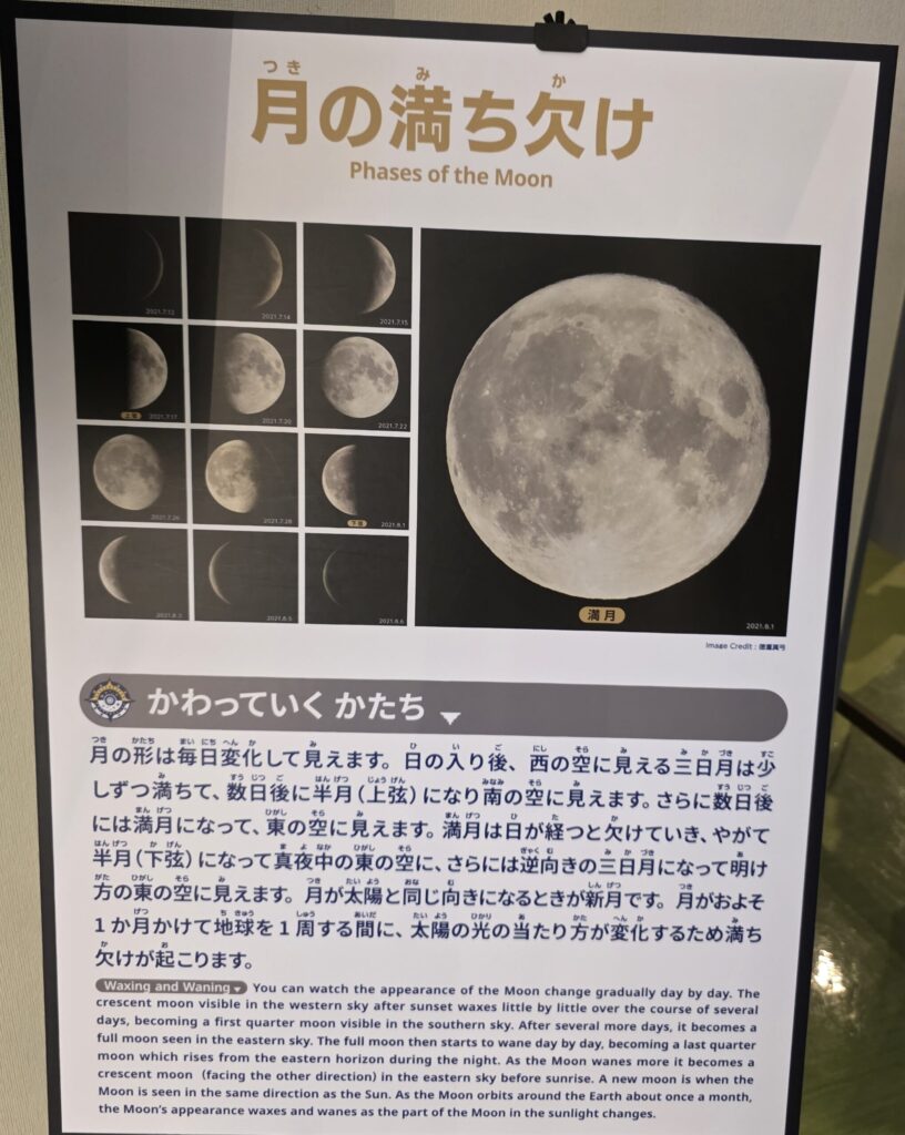 ポケモン天文台の月の満ち欠けの展示