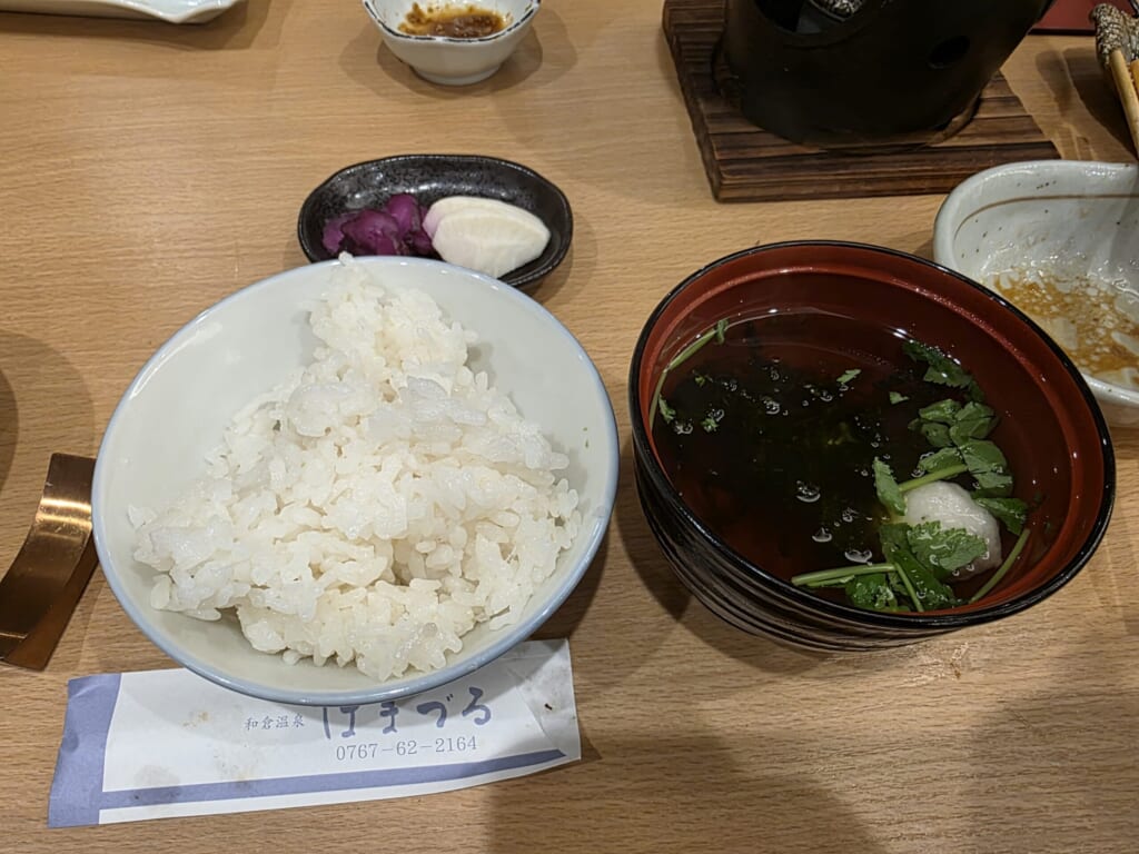 和倉温泉はまづるの2日目の夕食のごはん